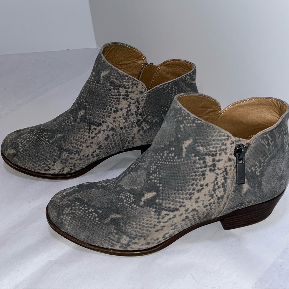 LUCKY BRAND Women's Leather Snake Print Ankle Booties Sz 6.5